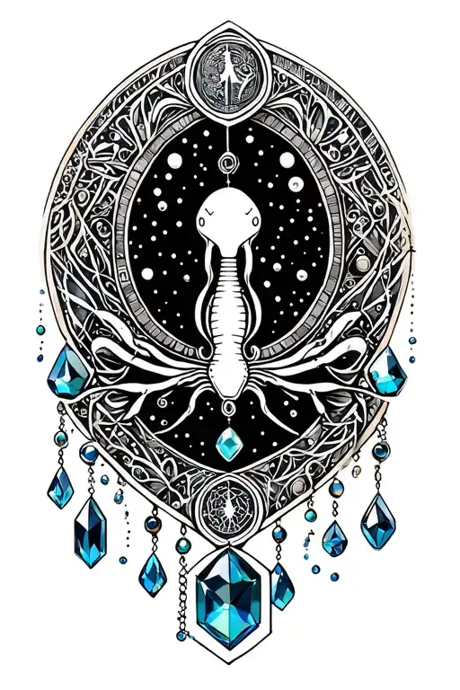 Zodiac Sign Cancer Dangling Jems And Crystals Bubbles Dots