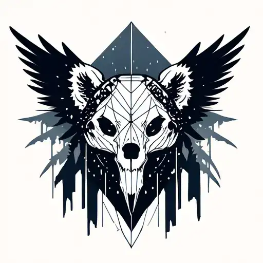 Bear Skull And Wings Spread Wide Dark Forest