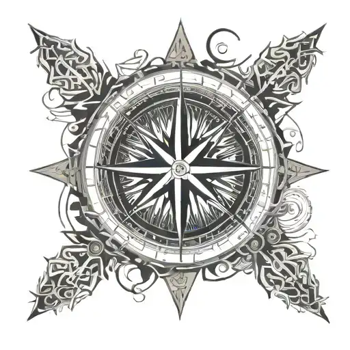 Compass Surrounded By Various