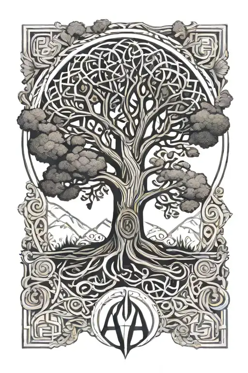 Tree Of Life Oak With The Letter A