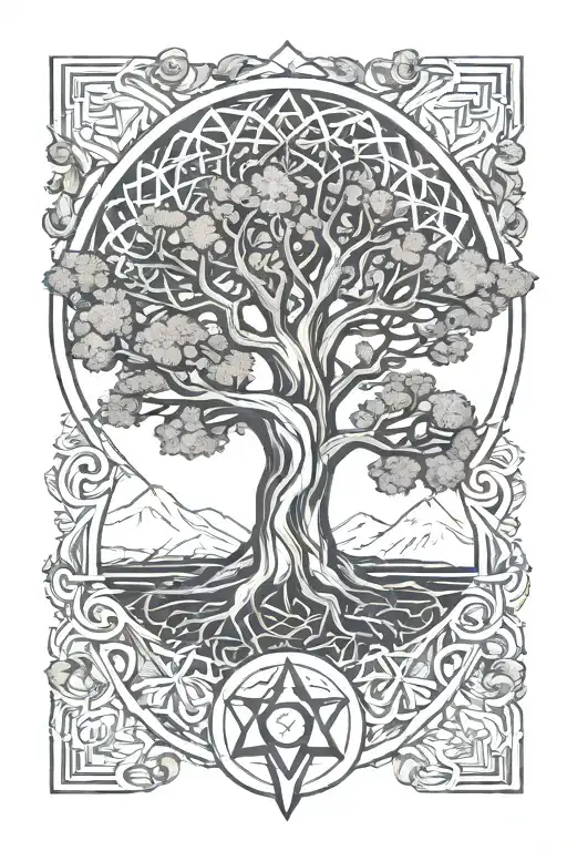 Geometric Tree Of Life White Oak
