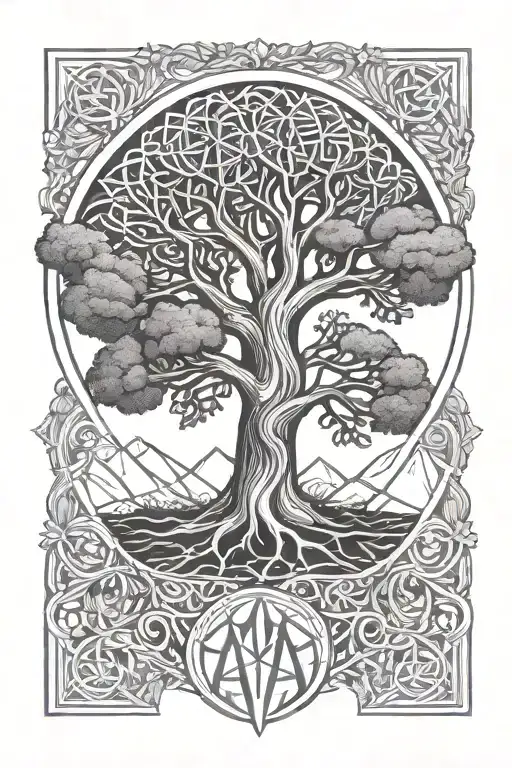 Minimalist Geometric Tree Of Life White Oak