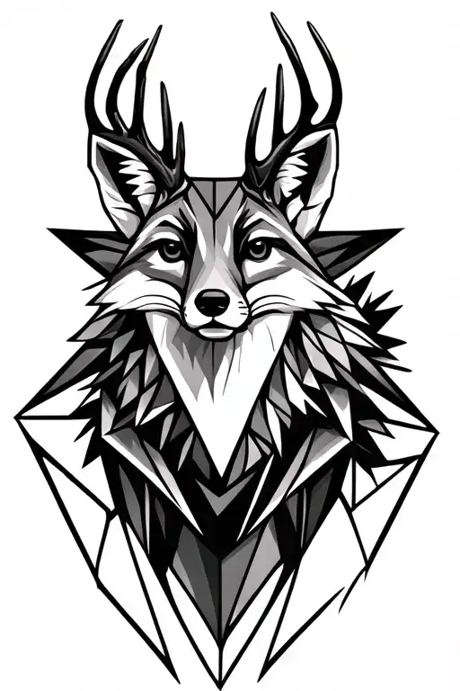 Fox With Deer Antlers