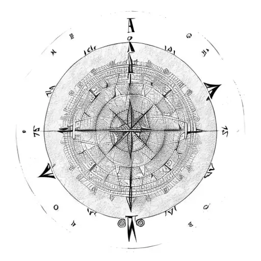 Old Fashioned Map Of The Continents With A Mandala Style Old Fashioned Compass