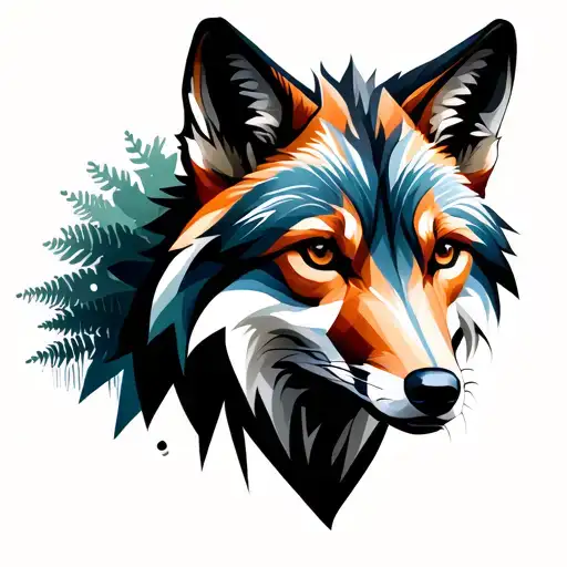A Mix Of Fox And Wolf With Forest Shadows