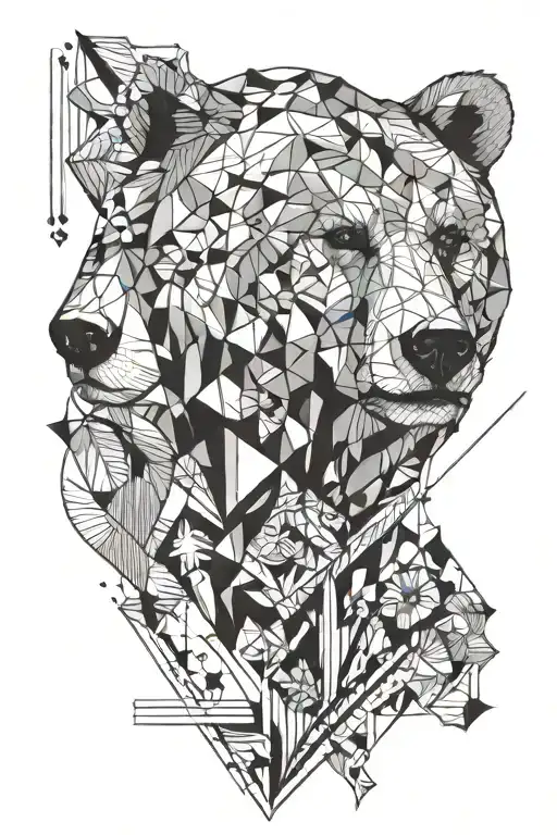 A Tattoo Design Featuring A Bear To Represent Family And Music