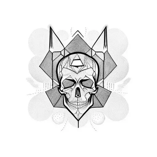 Gothic Skull With Geometric Lines