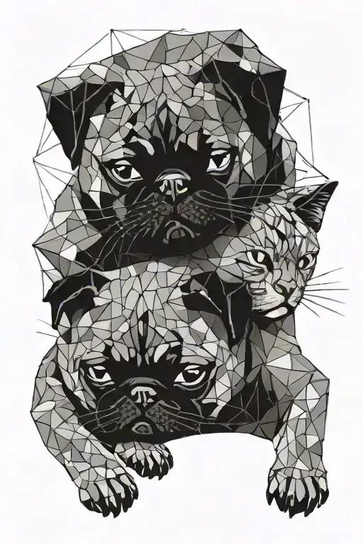 Cat And Pug Sleeping Together