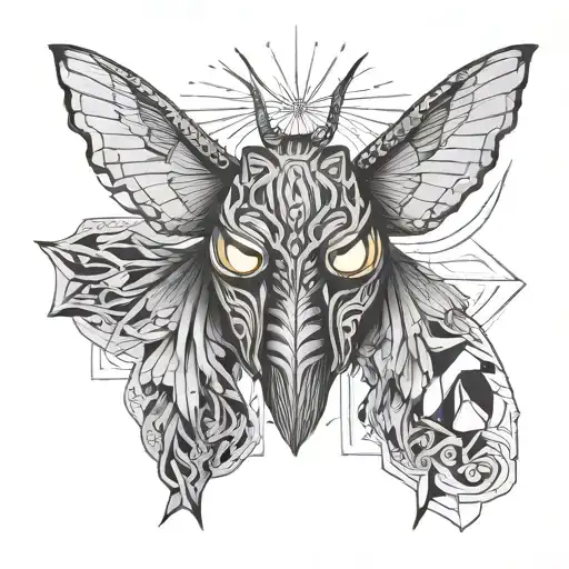Moth Japanese Style Symmetric With Oni Mask Face Morphing