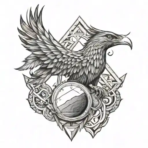 A Phoenix Rising From Sand Of An Hourglass