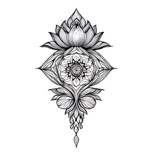 Feminine Mandala With Lotus Flow