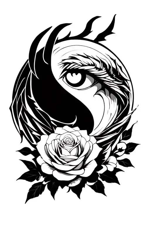 Moon Roses Wrapped Eyes White Dragon