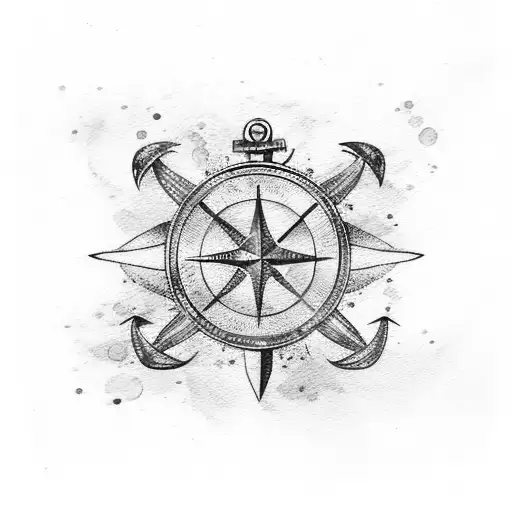 Anchor Blonde Mermaid Compass Facing South Dragonfly Watercolour Paint