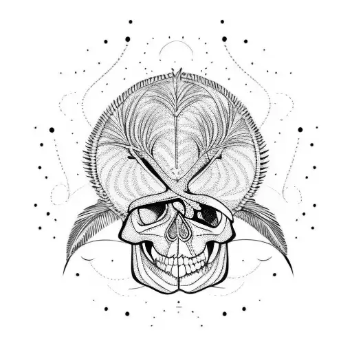 Palm Tree With Skull And Waves