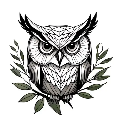 Owl On An Olive Branch
