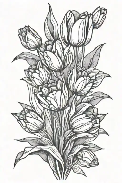 Tulips Bouquet Fine Line
