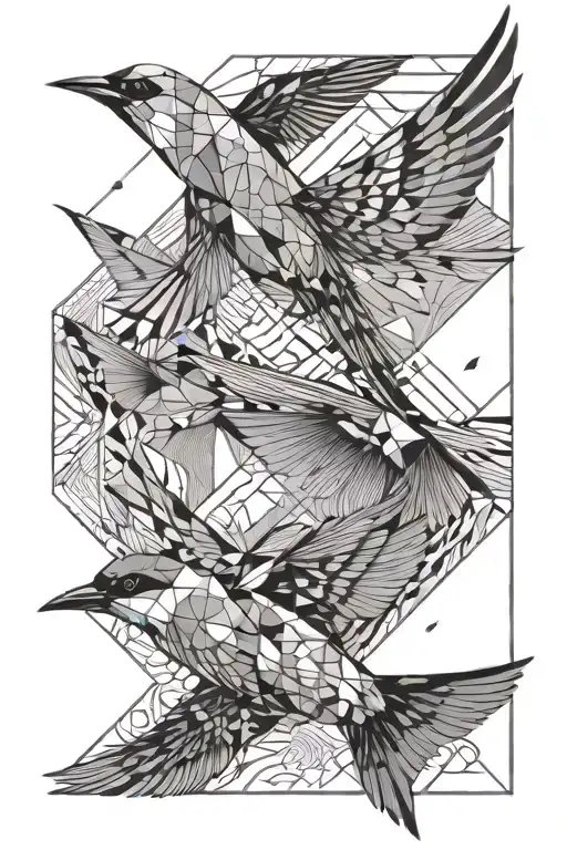 Abstract Swfit And Swallow Flying Together