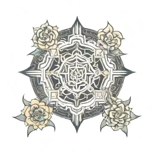 Chinese Feng Shui Symbol While Floral Chinese Pattern Incorporated - Feminine