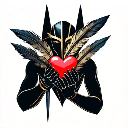 Anubis Balances Heart And Feather In His Hands