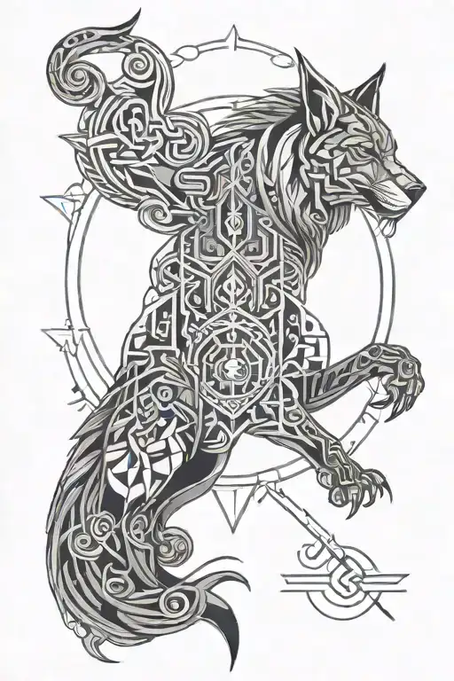 Nordic Mythology Inspired Tattoo Design Featuring