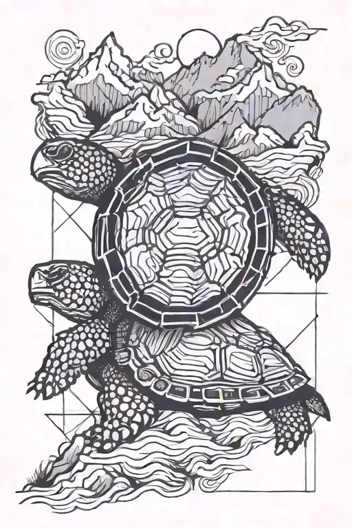 A Turtle Navigating Through A Mountainous Landscape