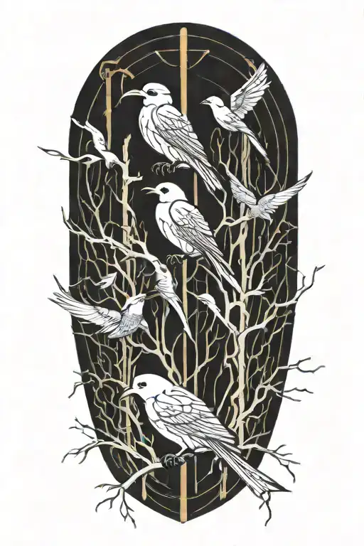 An Abstract Representation Of Death By Alcoholism Intertwined With Birds