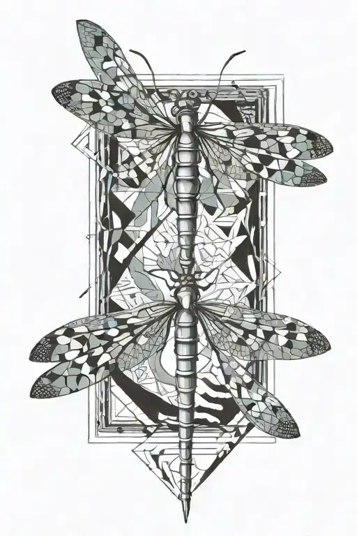 Abstract Dragon Fly With Half Its Body Missing