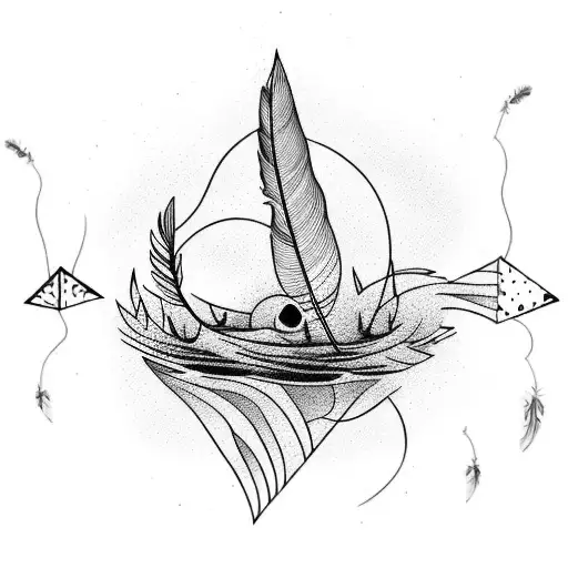 Feather Falling On A Pond