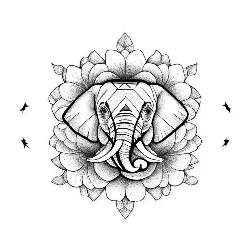 Elephant With Chrysanthemums