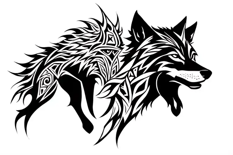 Two Tribal Wolf On My Chest To Hide My Nipples