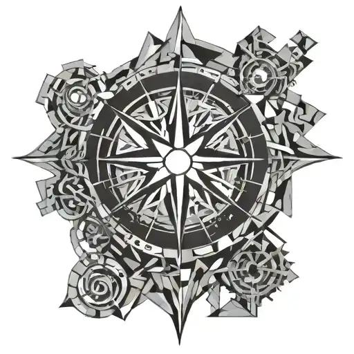 Basketball Hoop Made Of Puzzle Pieces With A Compass In The Center