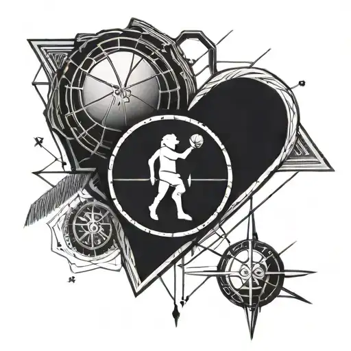 An Anatomical Heart With Basketball Textures And A Compass Needle Pointing Towards It