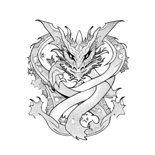 Dragon And Ivy With Stars