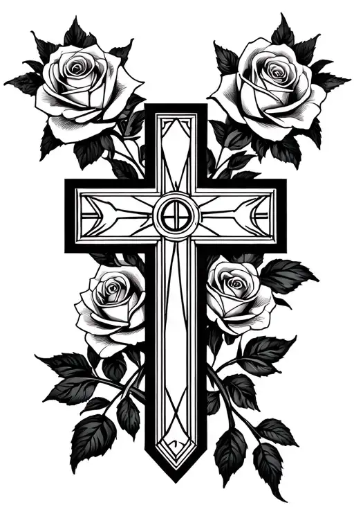 Cross With Roman Numeralsand Roses