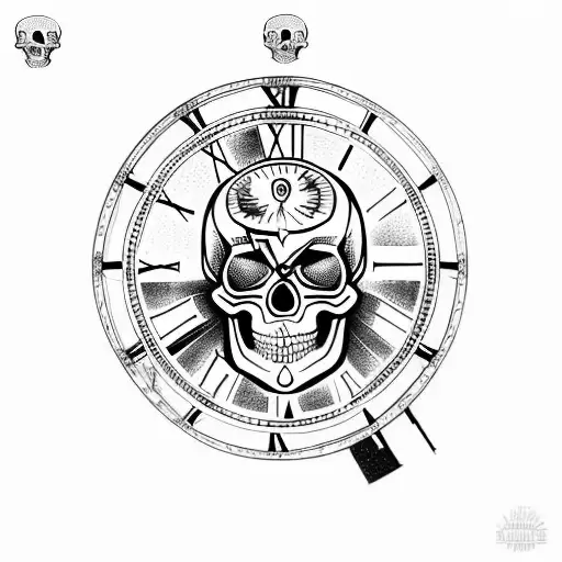 Skull With Roman Clock
