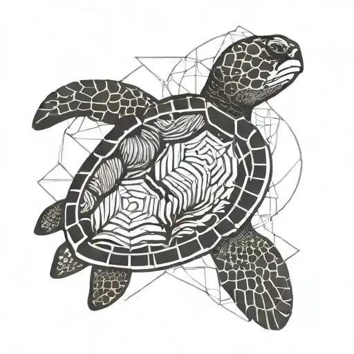 Sea Turtle Swimming Gracefully Gliding Across A Moonlit River