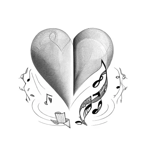 Heart Shape Outline Filled With Music Notes