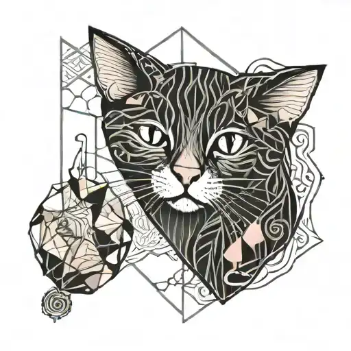 A Playful And Whimsical Design Featuring A Cat Playing With A Cat Toy Flamingo