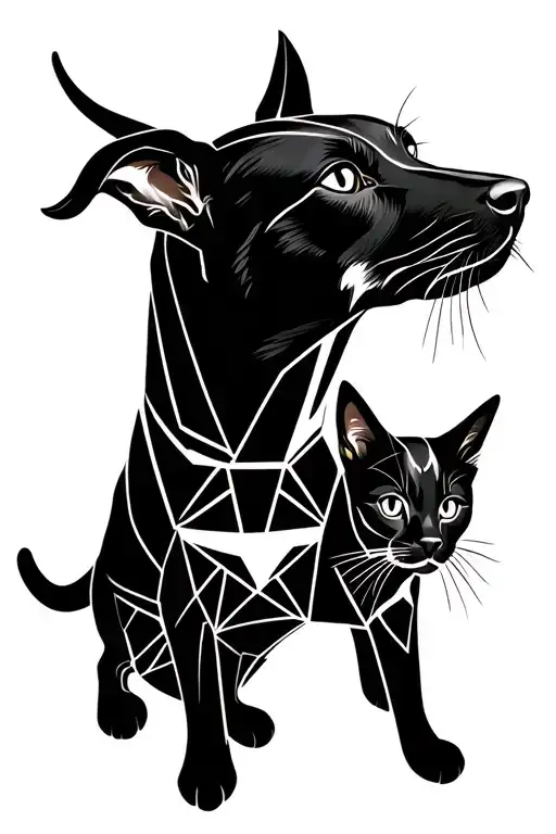 Drawing Of Dog And Cat Without Seeing Them