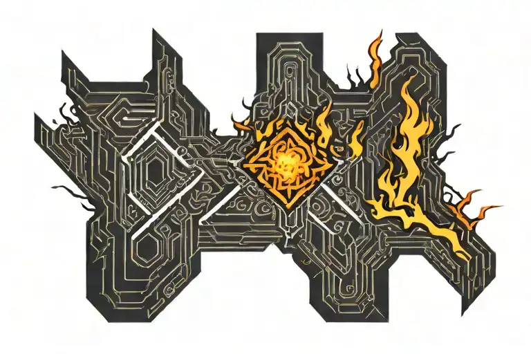 Fire Surrounding A Scar That's Shaped Like A Plus