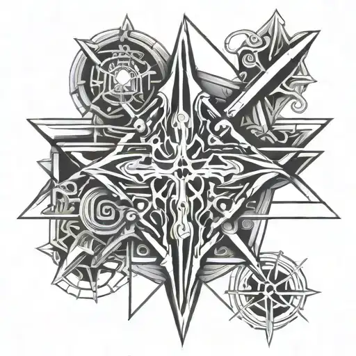 Tamplier Cross Goth Cyber Sigilism Tattoo Design