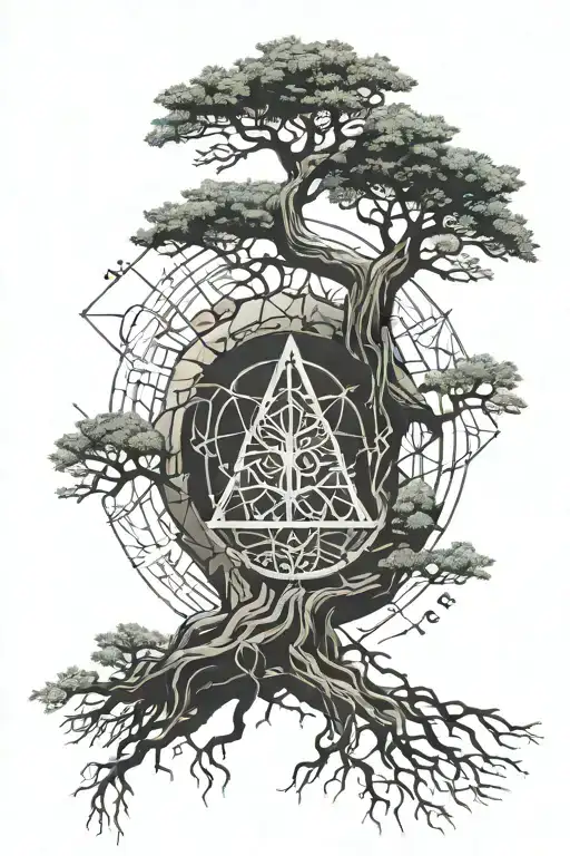 Yggdrasil Tree And Norse Runes In Stone Tablet