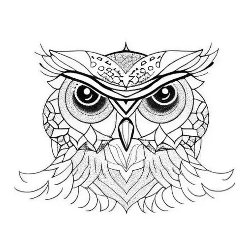 Owl With Geometric Patterns Around It