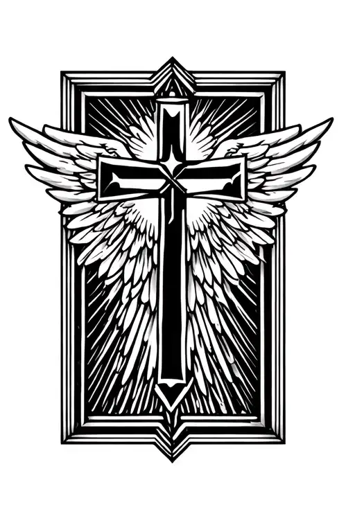 Holy Cross With Angel Wings Spread Wide