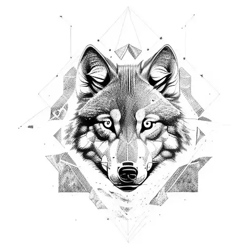 Half Realistic Half Geometric Wolf