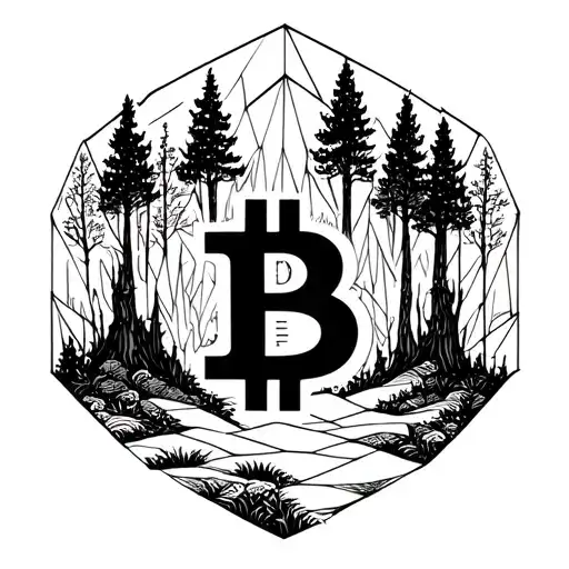 A Forest Scene With A Hidden Bitcoin Symbol Among The Trees
