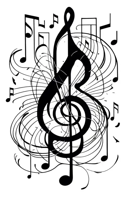 Needle And Thread With Music Notes Intertwined