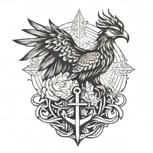 Phoenix Bird And Anchor Connected