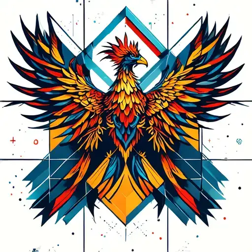 Phoenix With Geo Patern Behind