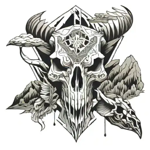 Mountains And Animal Skull